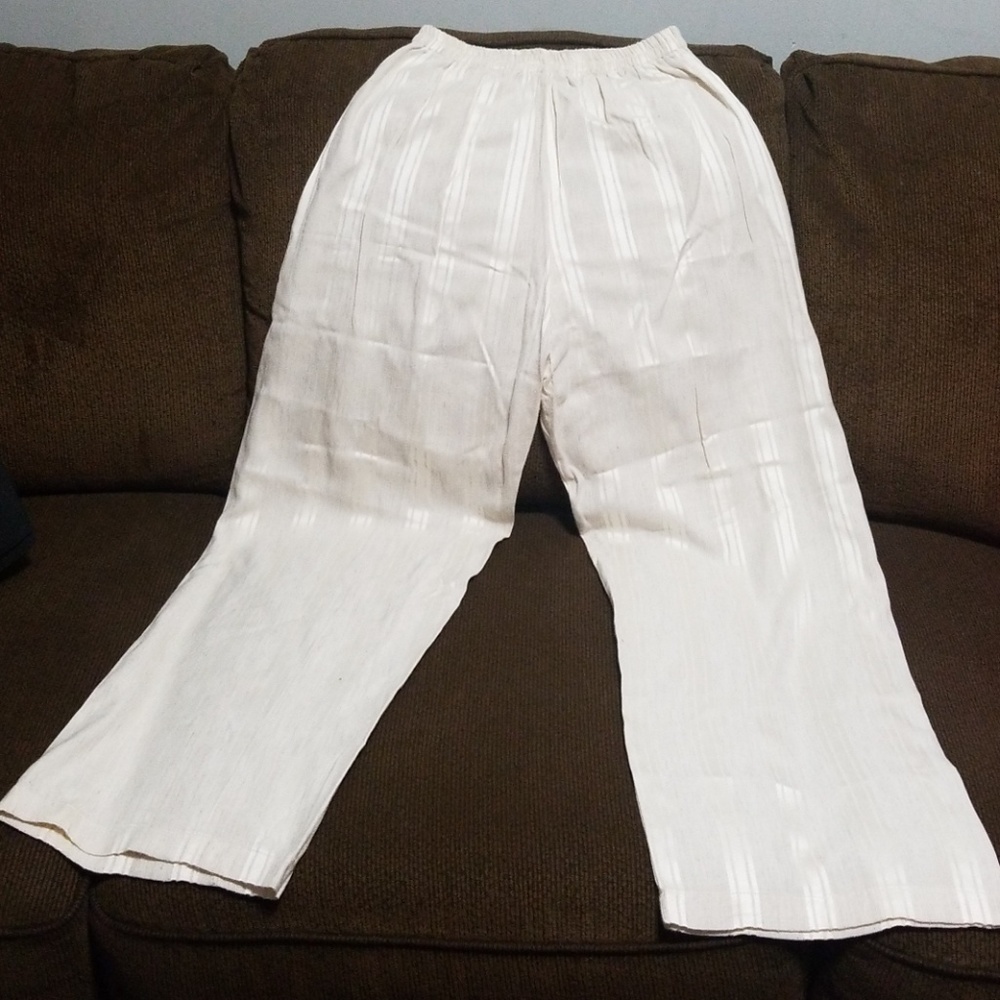 Josie cream colored striped medium dress pants